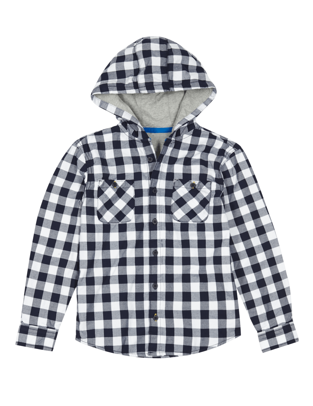 Pure Cotton Hooded Checked Shirt (5-14 Years) 2 of 3