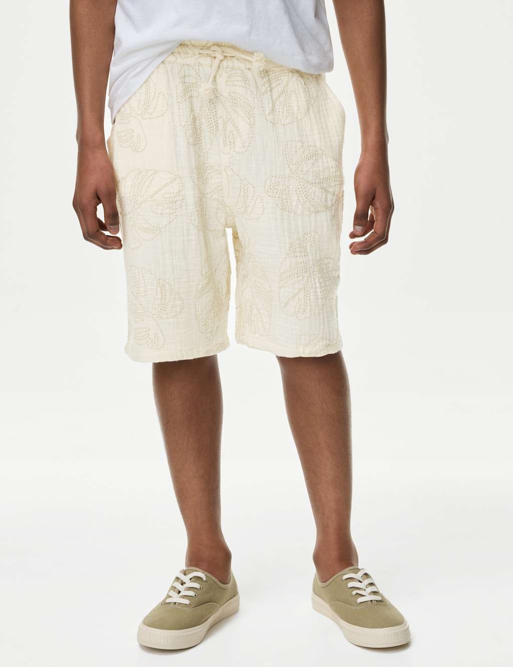 Pure Cotton Textured Palm Tree Shorts (2-16 Yrs) 5 of 6