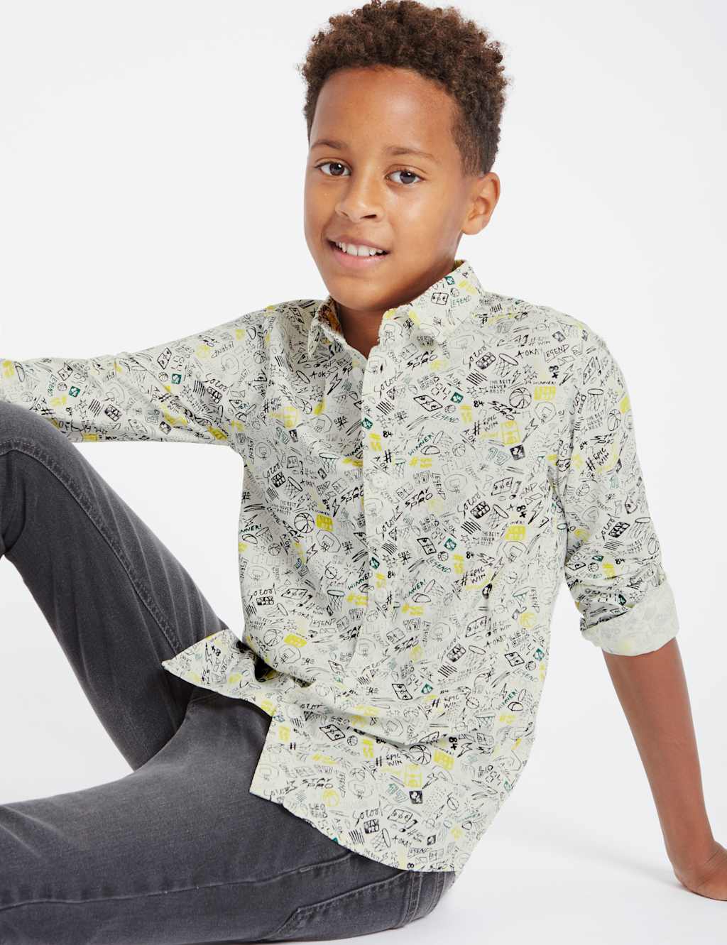 Pure Cotton All Over Print Shirt (5-14 Years) 1 of 5