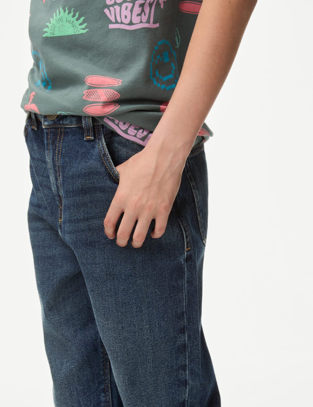 Pure Cotton Relaxed Fit Jeans (6-16 Yrs) 3 of 5