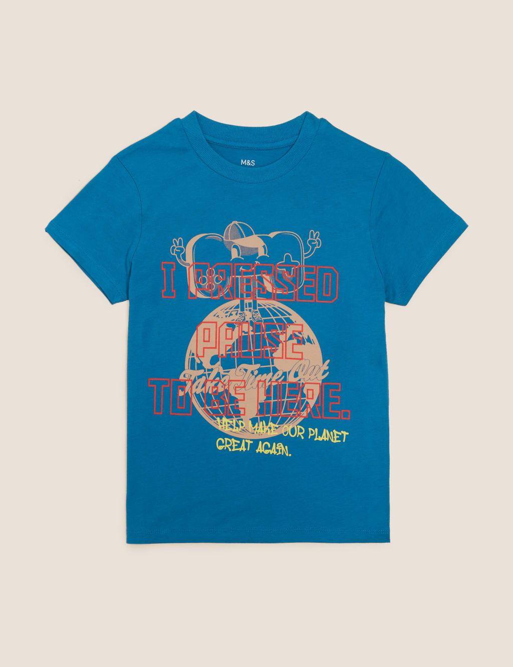 Pure Cotton Press Pause Slogan T-Shirt (6-16 Yrs) 2 of 4