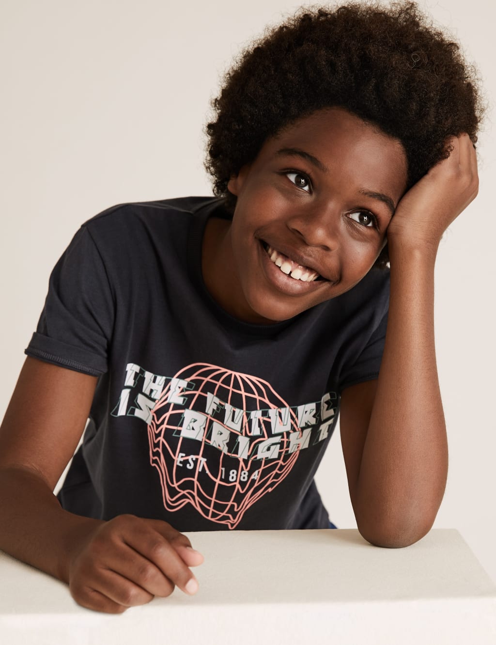 Cotton Future is Bright Slogan T-Shirt (6-16 Yrs) 1 of 4