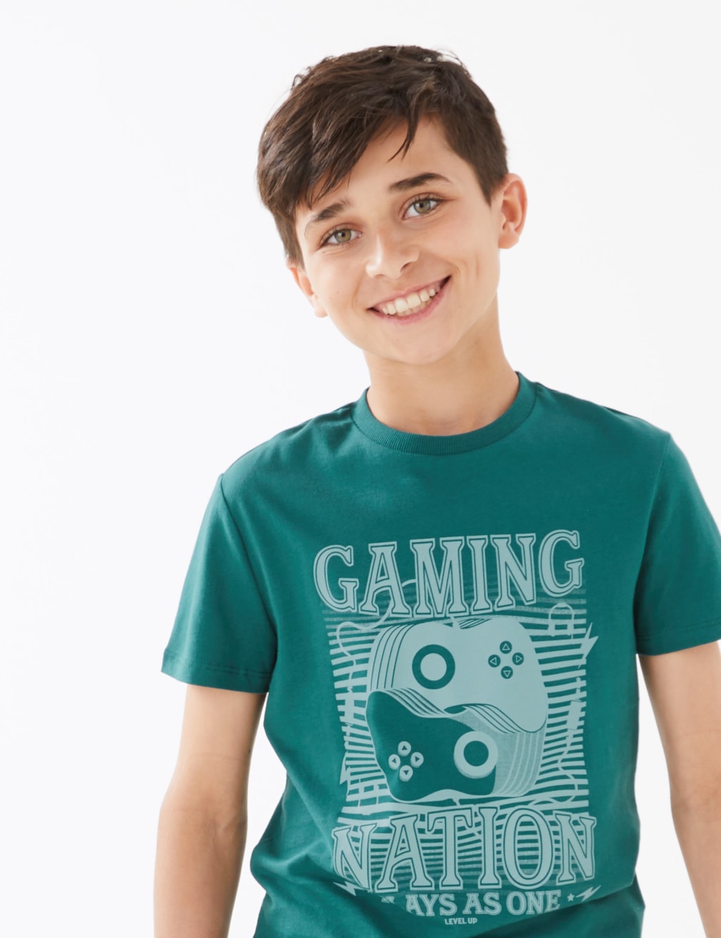 Pure Cotton Gaming Nation Slogan T-Shirt (6-16 Yrs) 1 of 4