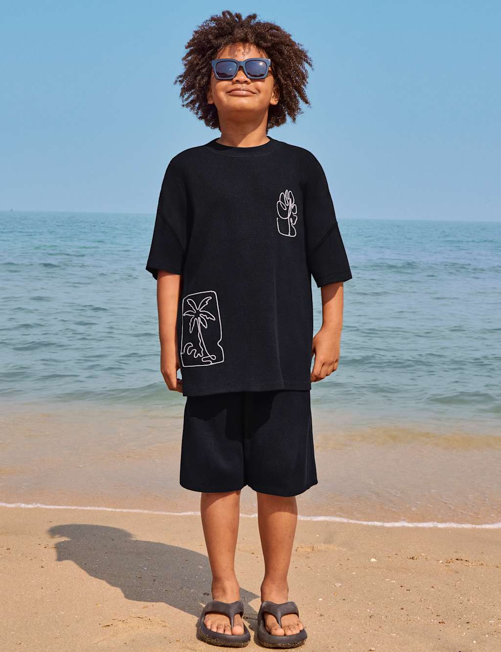 Pure Cotton Palm Print Top & Bottom Outfit (2-16 Yrs) 1 of 2