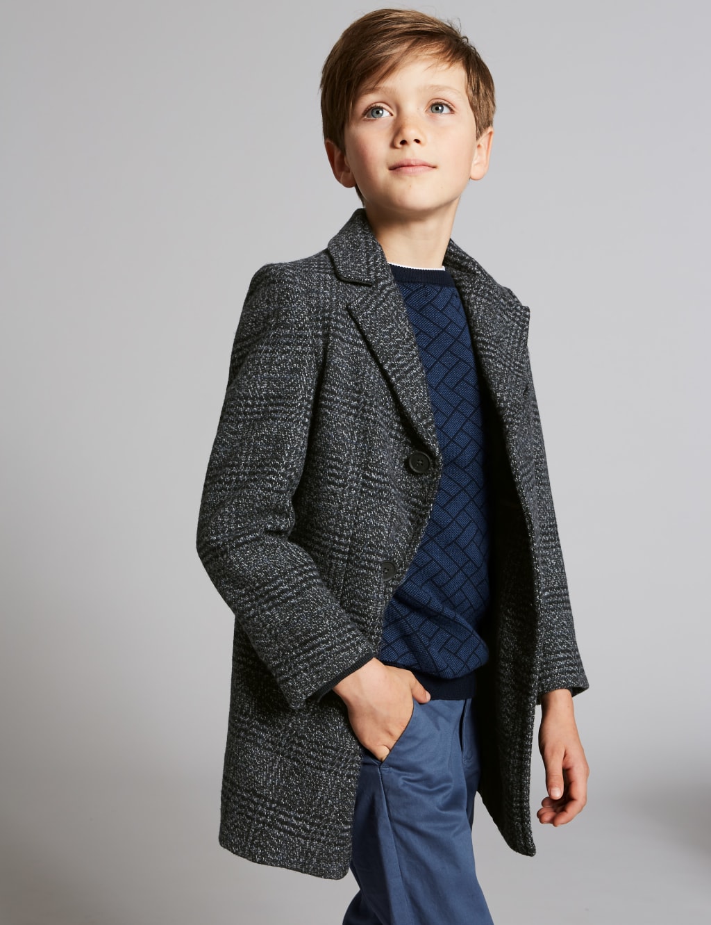 Checked Coat with wool 3 16 Years Autograph M S