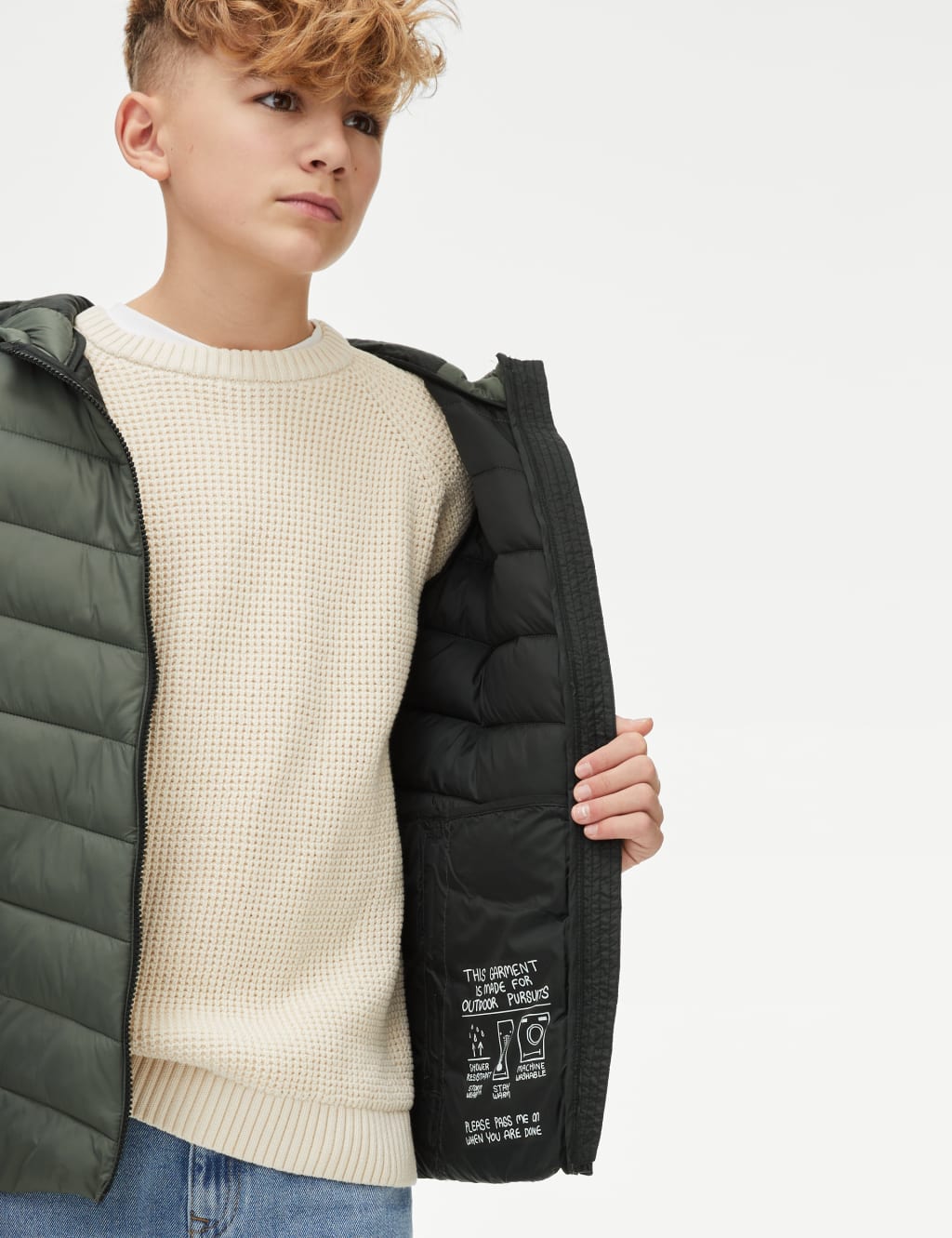 Lightweight padded coat with hood discount