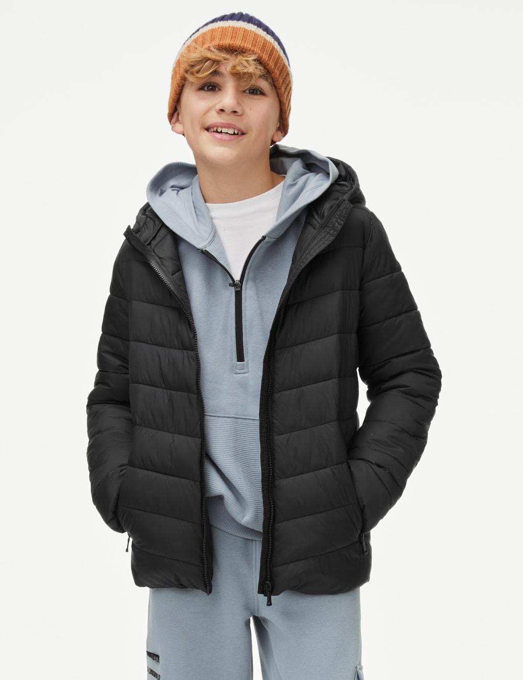 Black lightweight padded coat top
