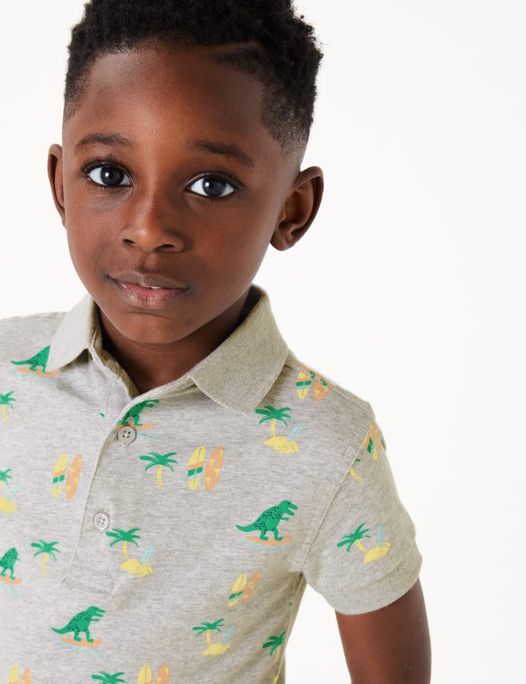 Cotton Dinosaur Print Polo Shirt (2-7 Yrs) 1 of 4