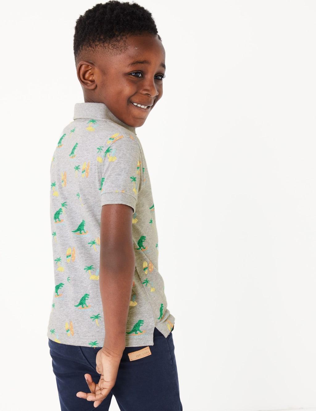Cotton Dinosaur Print Polo Shirt (2-7 Yrs) 4 of 4