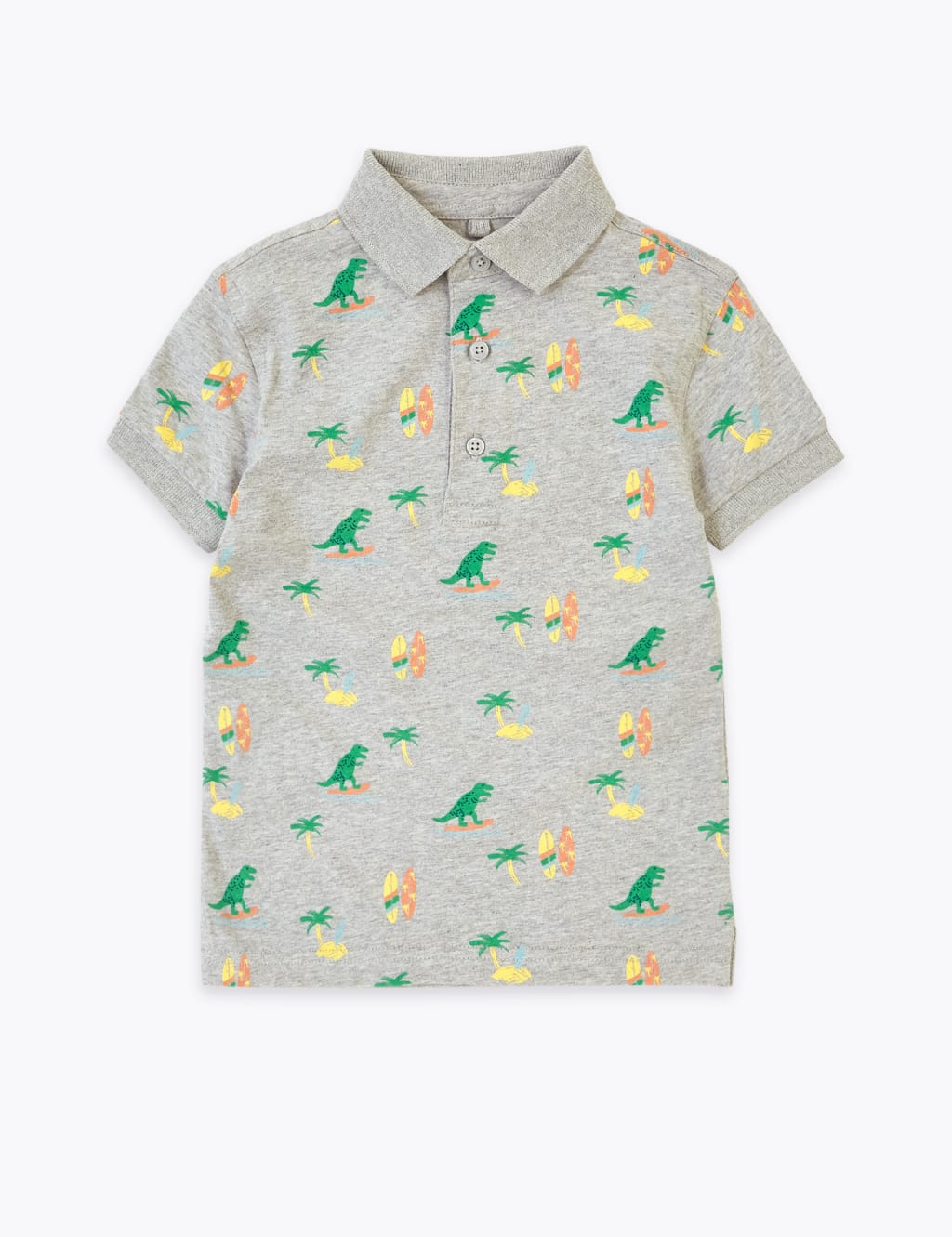 Cotton Dinosaur Print Polo Shirt (2-7 Yrs) 2 of 4