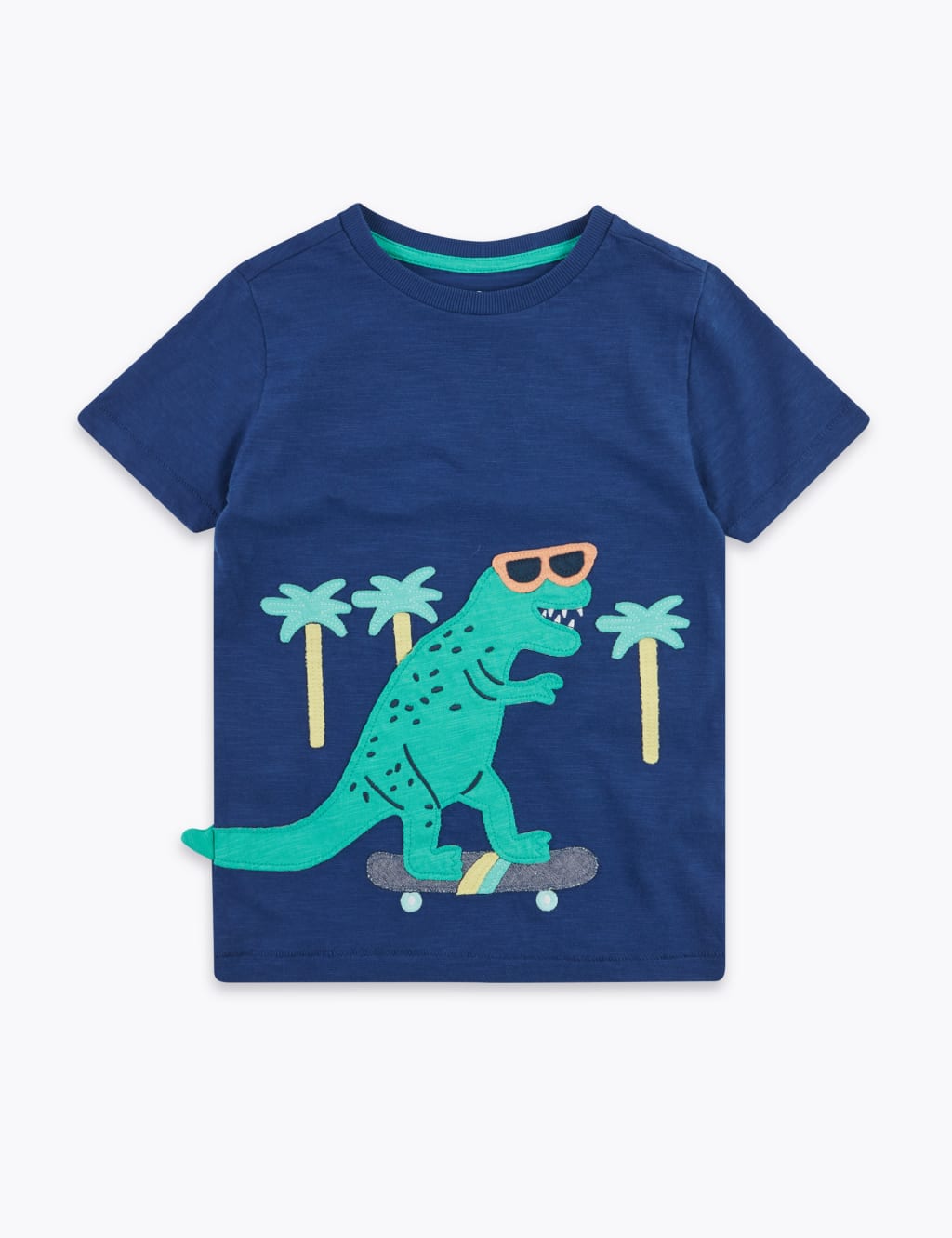 Cotton Skating Dinosaur T-Shirt (2-7 Yrs) 1 of 1