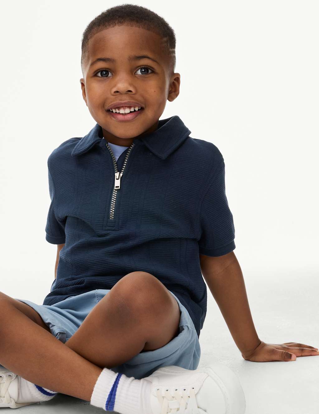 Pure Cotton Ribbed Zip Jersey Polo Shirt (2-8 Yrs) 3 of 5