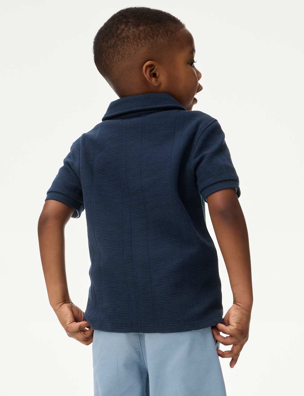 Pure Cotton Ribbed Zip Jersey Polo Shirt (2-8 Yrs) 4 of 5