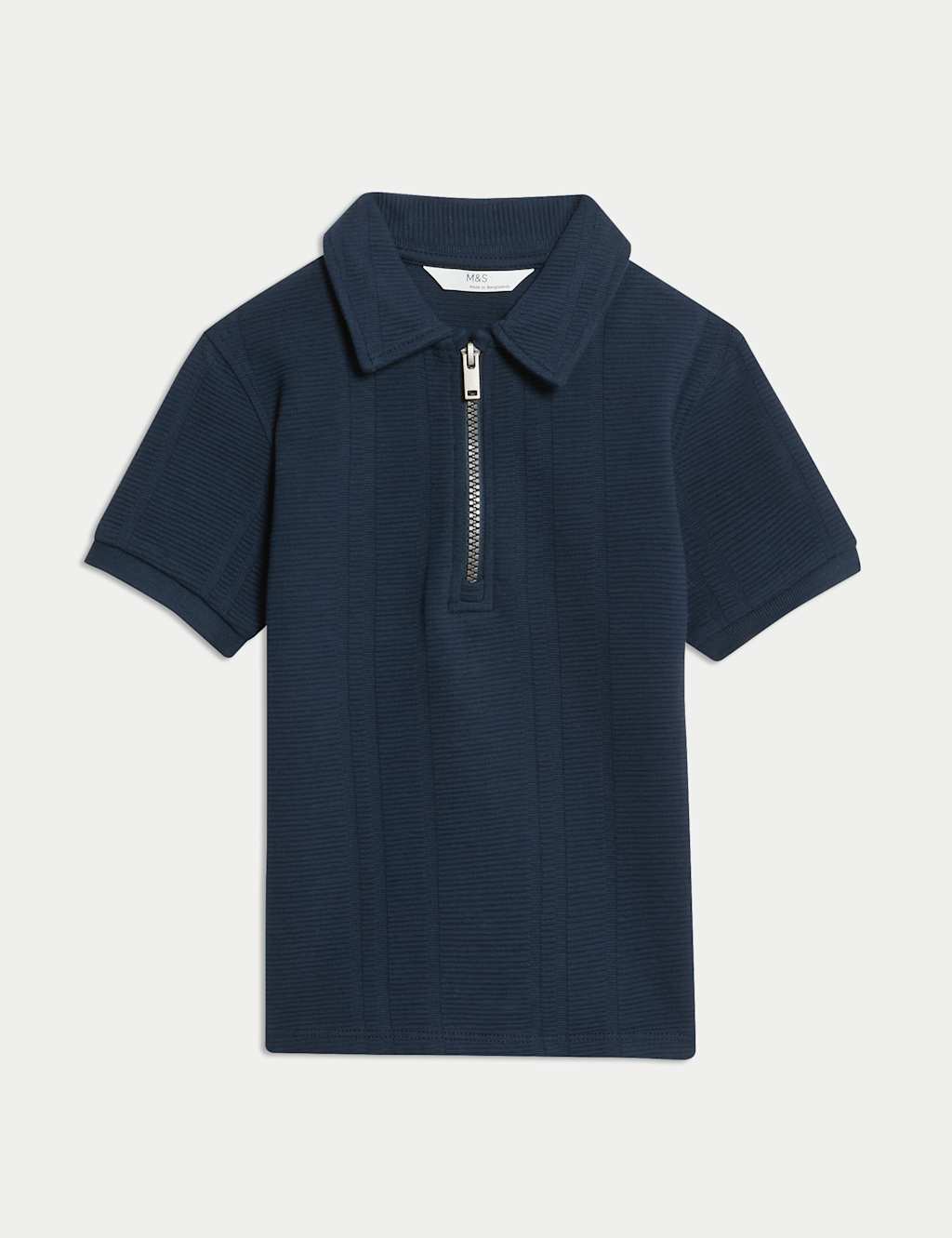 Pure Cotton Ribbed Zip Jersey Polo Shirt (2-8 Yrs) 2 of 5