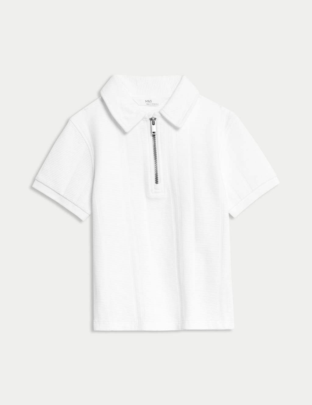 Pure Cotton Ribbed Zip Jersey Polo Shirt (2-8 Yrs) 2 of 5