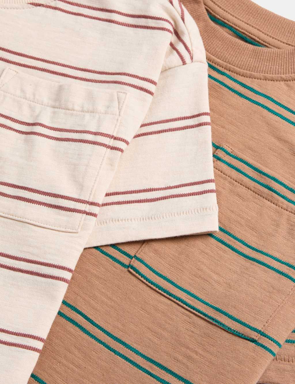 3pk Pure Cotton Striped T-Shirts (2-8 Yrs) 2 of 2