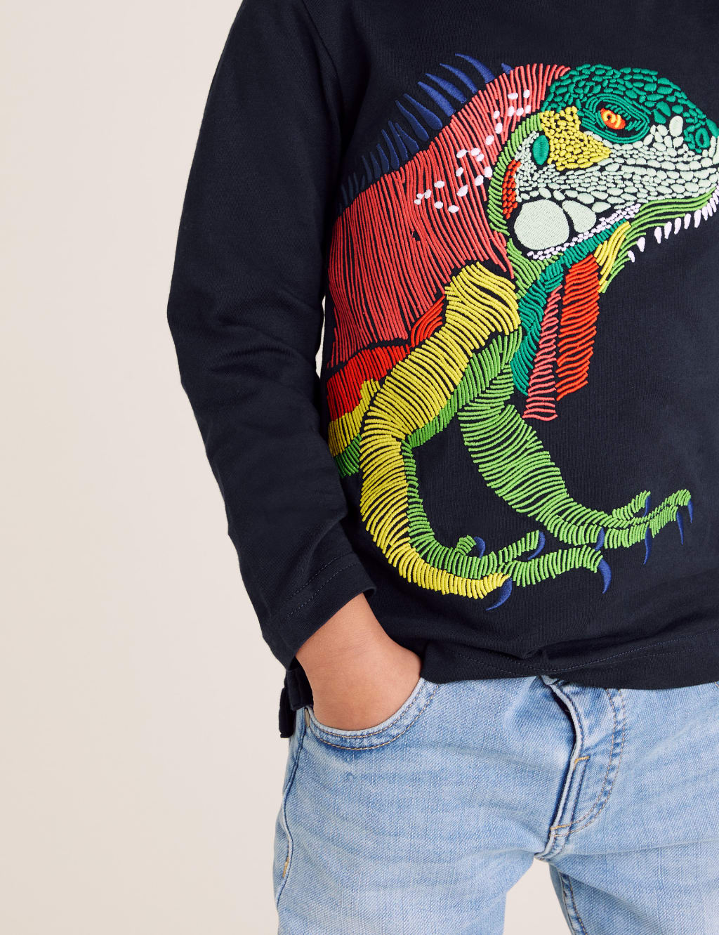 Pure Cotton Embroidered Iguana Top (2-7 Yrs) 3 of 4