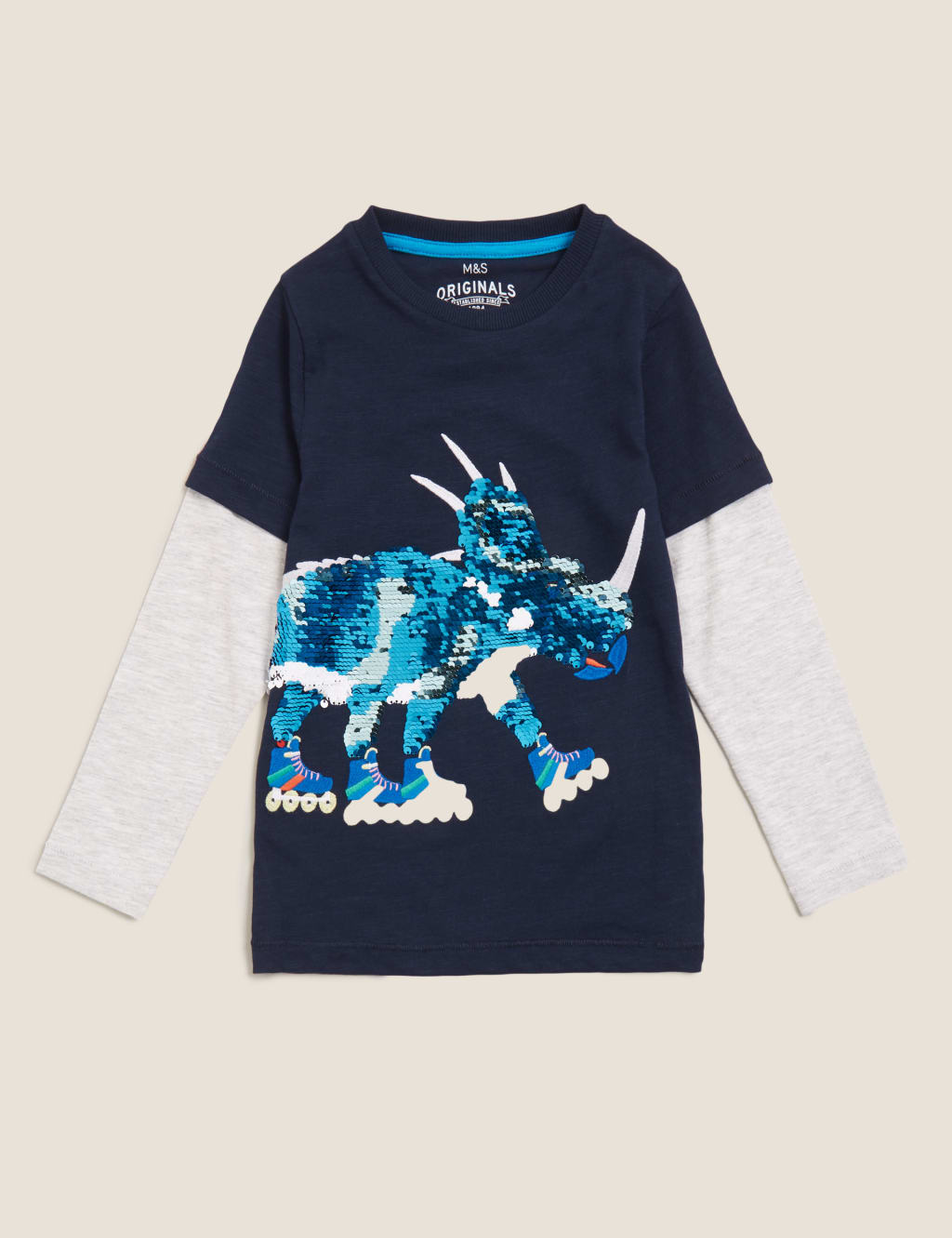 Pure Cotton Reversible Sequin Dinosaur Top (2-7 Yrs) 5 of 6