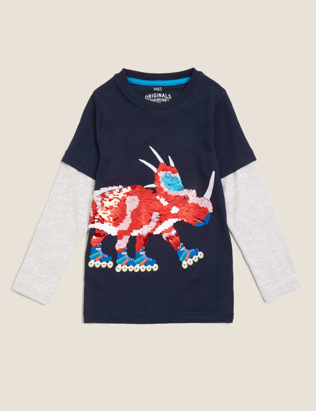 Pure Cotton Reversible Sequin Dinosaur Top (2-7 Yrs) 2 of 6