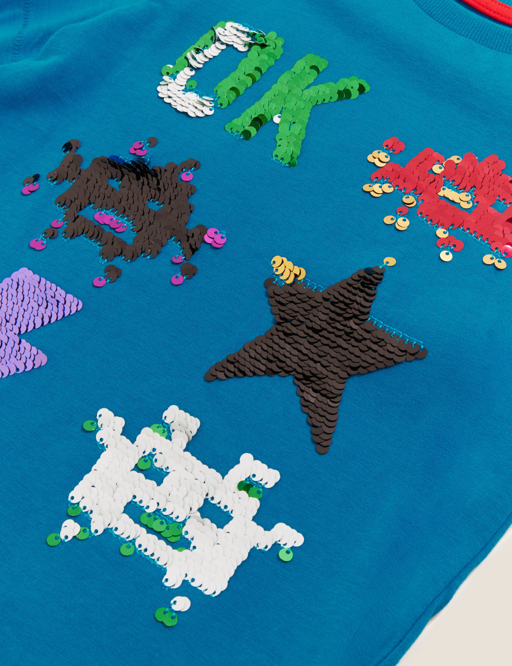 Pure Cotton Space Invaders Sequin Top (2-7 Yrs) 5 of 5