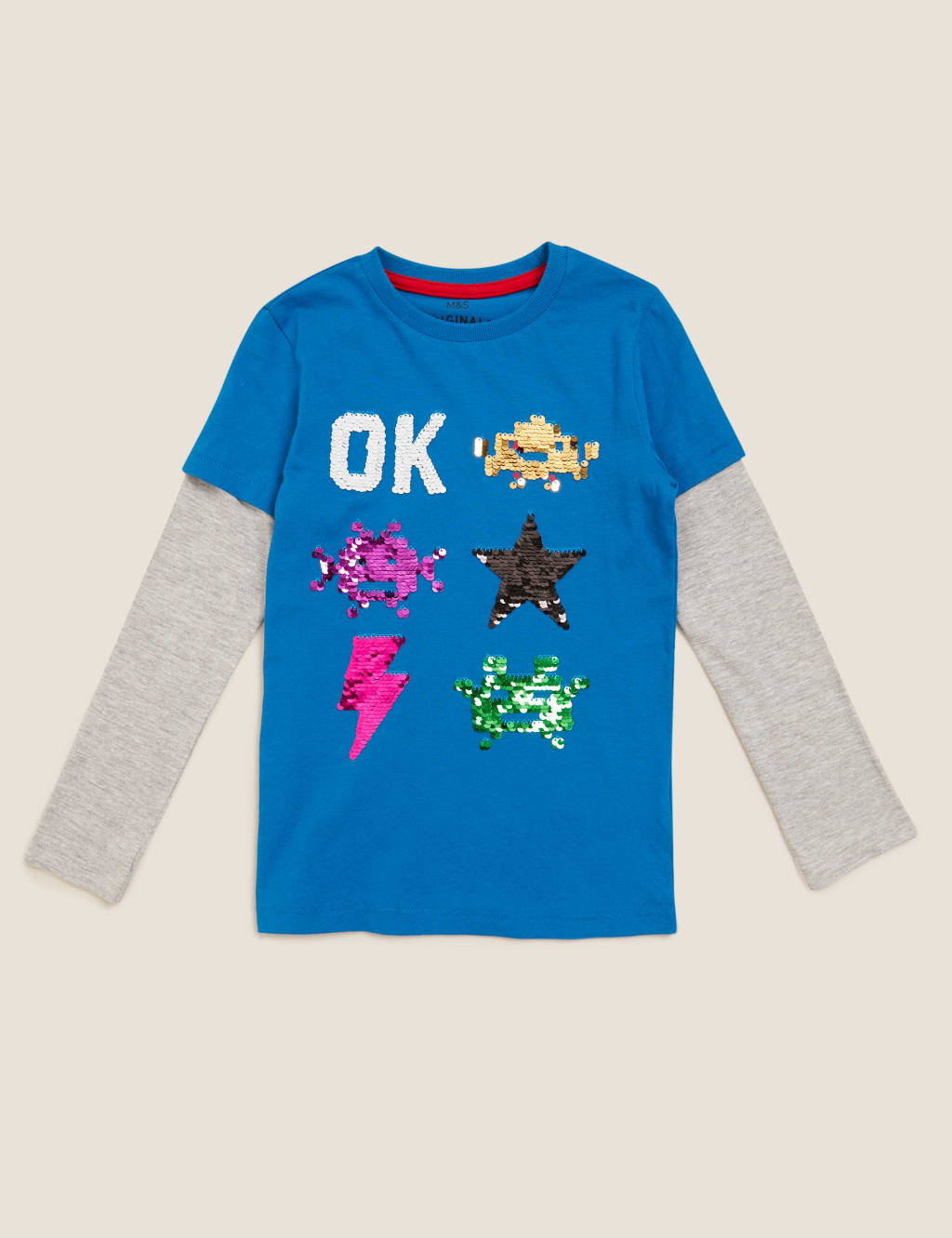 Pure Cotton Space Invaders Sequin Top (2-7 Yrs) 2 of 5