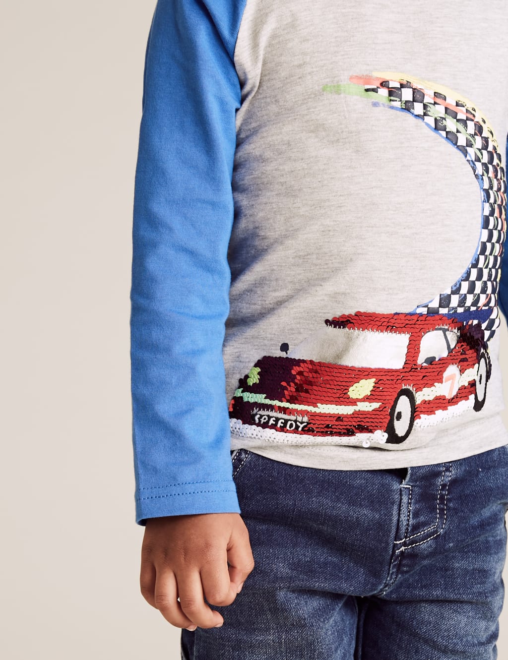Cotton Reversible Sequin Racing Car Top (2-7 Yrs) 3 of 6