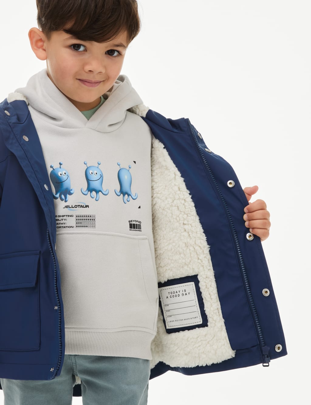 Boys borg lined coat discount