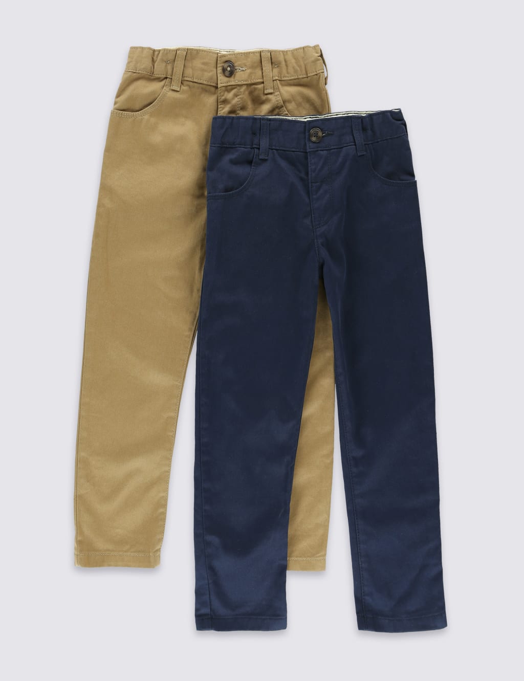 2 Pack Pure Cotton Adjustable Waist Chinos (1-7 Years) 1 of 6