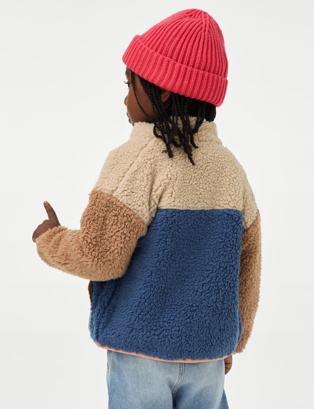 Colour block borg jacket shop