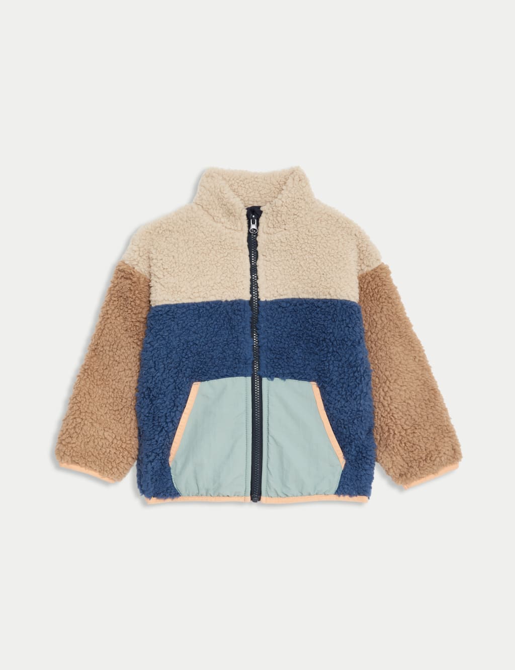 Colourblock Zip Borg Jacket 2 8 Yrs