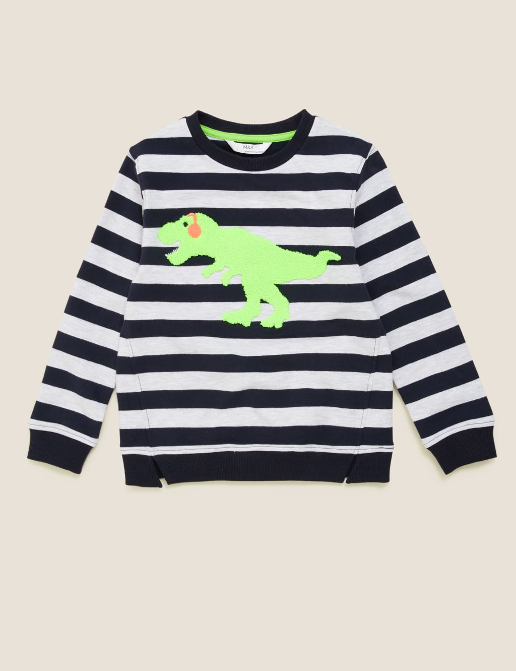 Cotton Stripe Dinosaur Sweatshirt (2-7 Yrs) 2 of 5