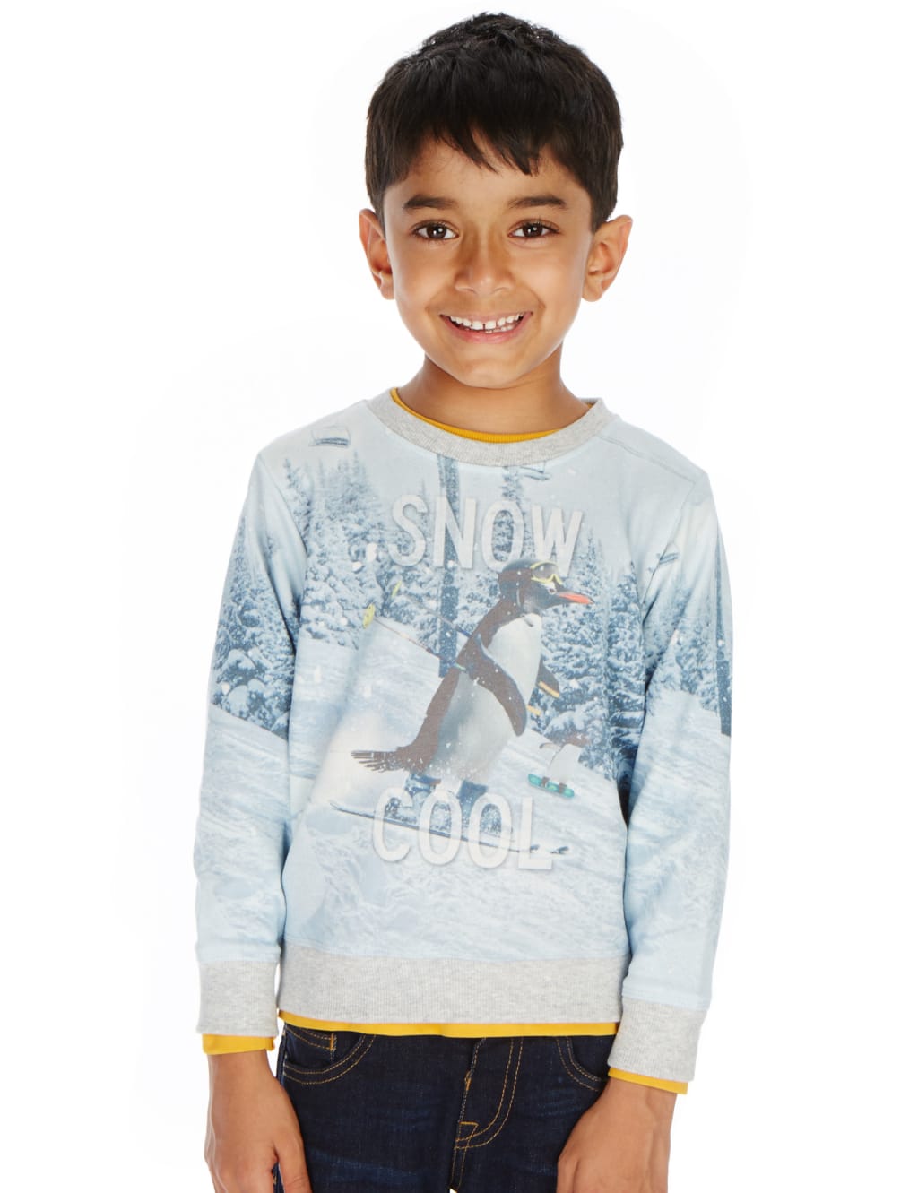 Crew Neck Penguin Print Christmas Jumper (1-7 Years) 1 of 3