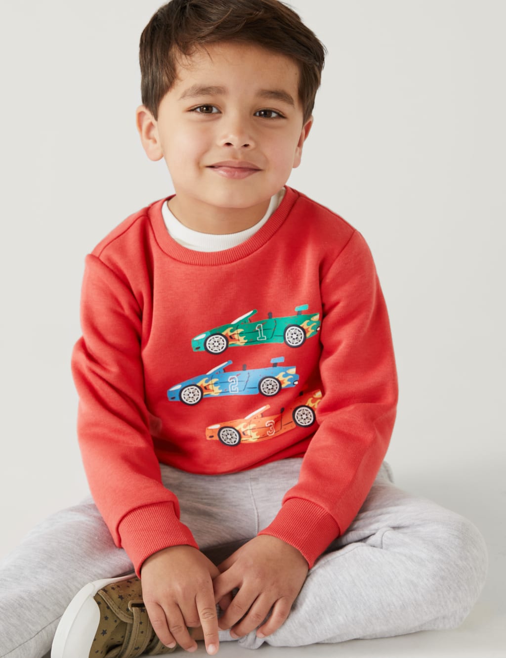 Cotton Rich Car Sweatshirt (2-8 Yrs) 1 of 4