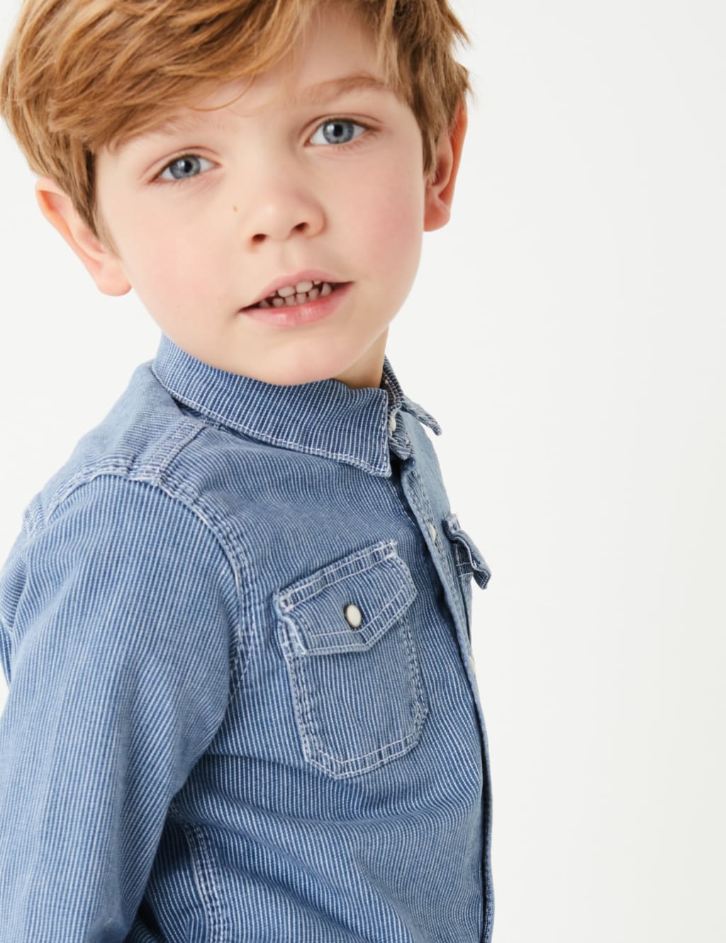 Denim Pinstriped Shirt (2-7 Years) 1 of 4