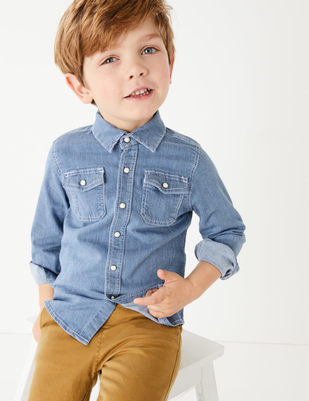 Denim Pinstriped Shirt (2-7 Years) 3 of 4