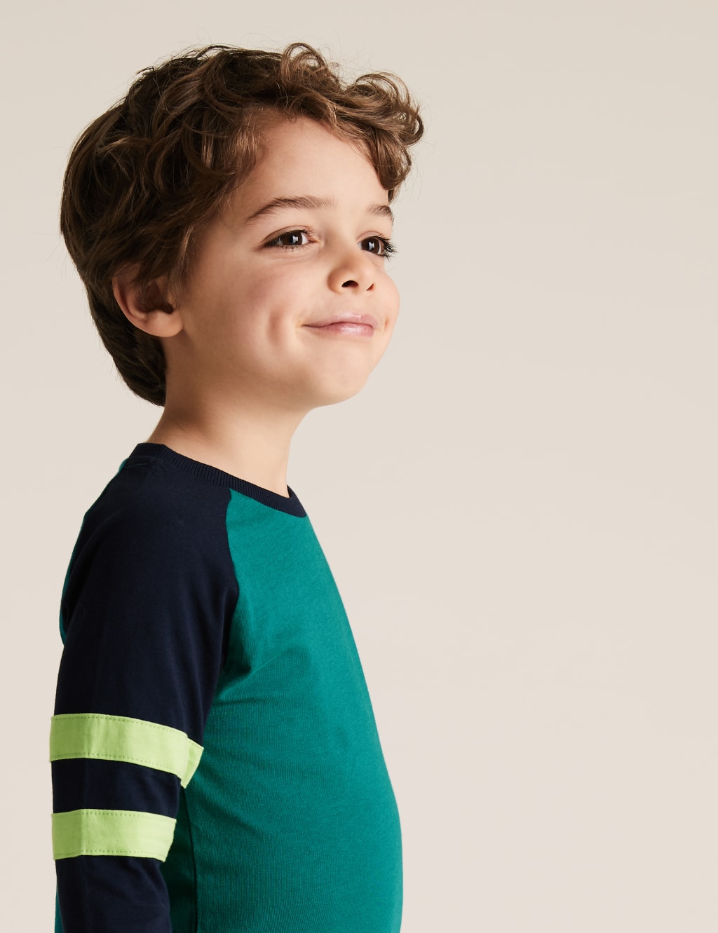 Pure Cotton Raglan Colour Block Top (2-7 Yrs) 1 of 4