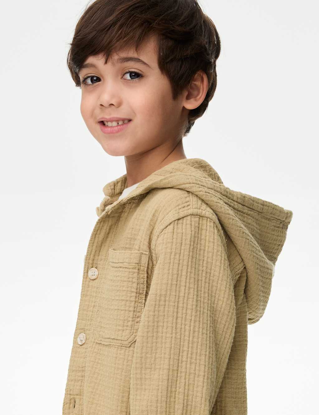 Pure Cotton Textured Hooded Shirt (2-8 Yrs) 4 of 6