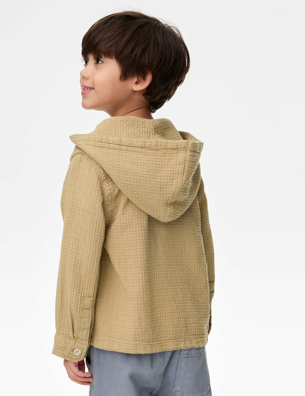 Pure Cotton Textured Hooded Shirt (2-8 Yrs) 5 of 6