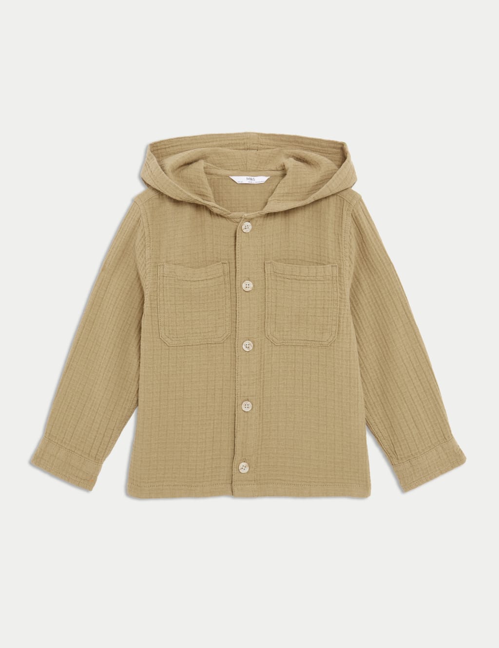 Pure Cotton Textured Hooded Shirt (2-8 Yrs) 2 of 6