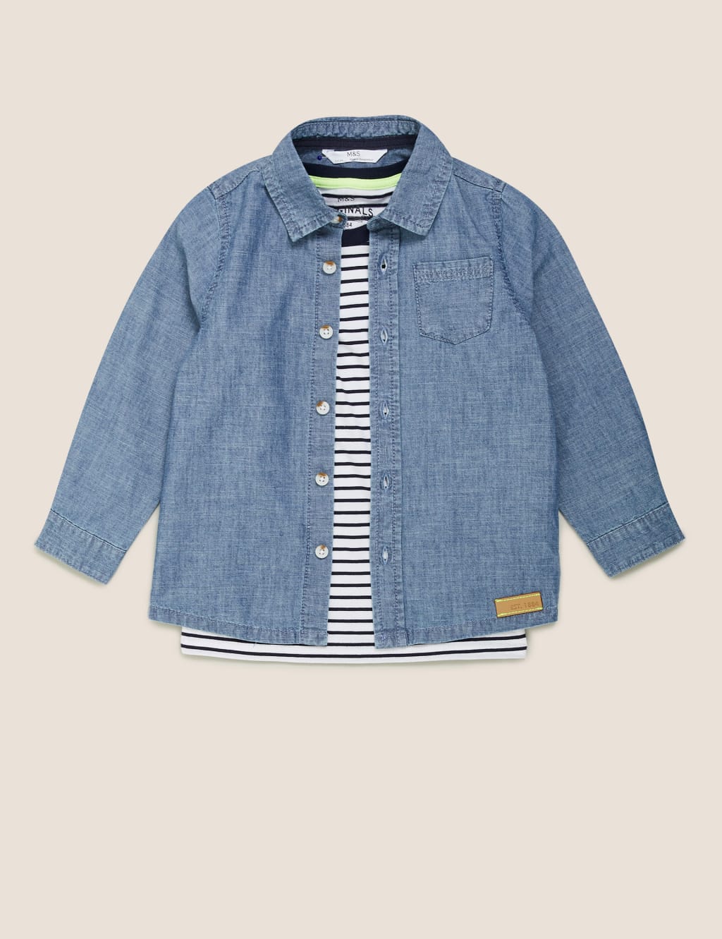 2pc Pure Cotton Denim Shirt with T-Shirt (2-7 Yrs) 2 of 5