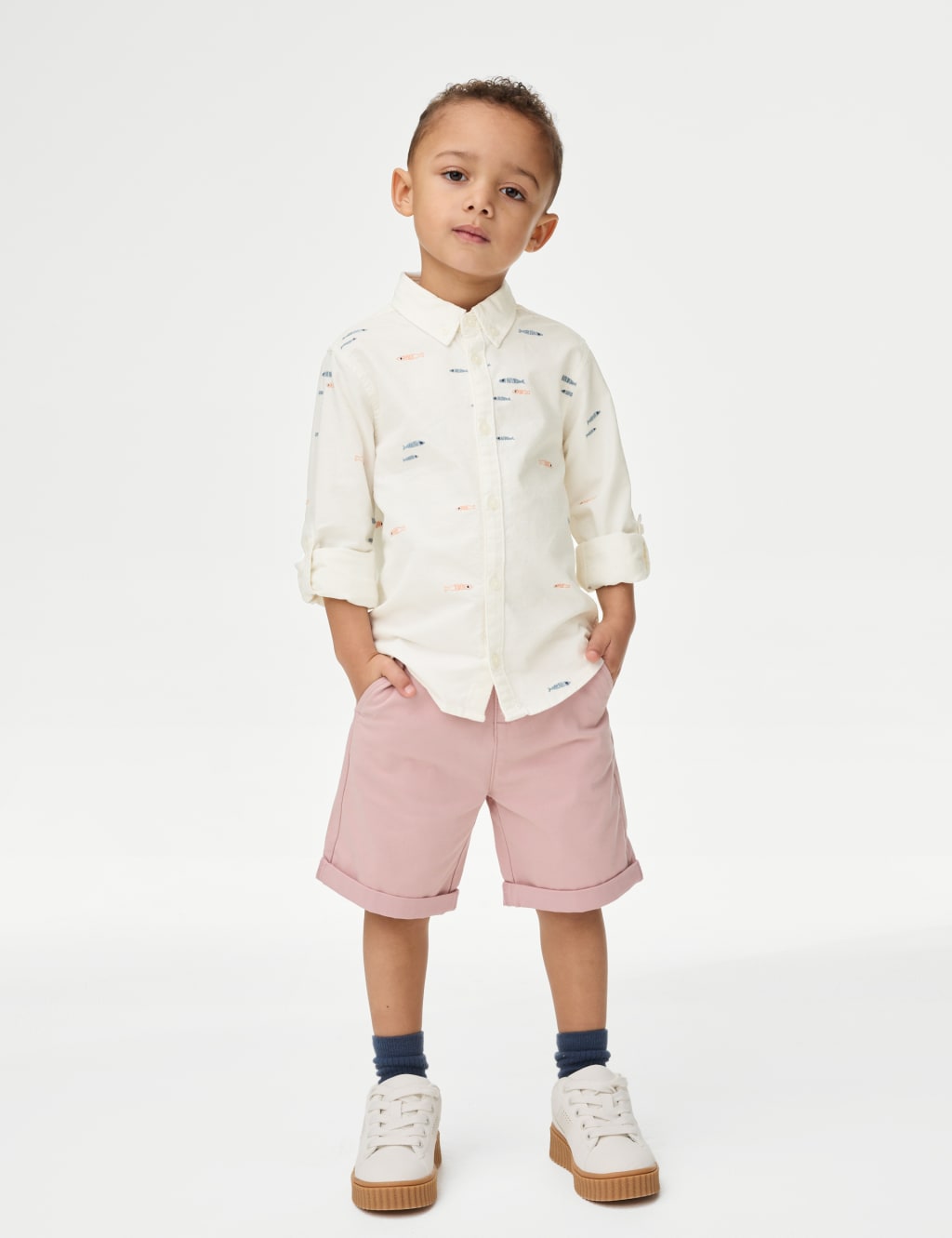 Pure Cotton Fish Embroidered Oxford Shirt (1-8 Yrs) 3 of 4