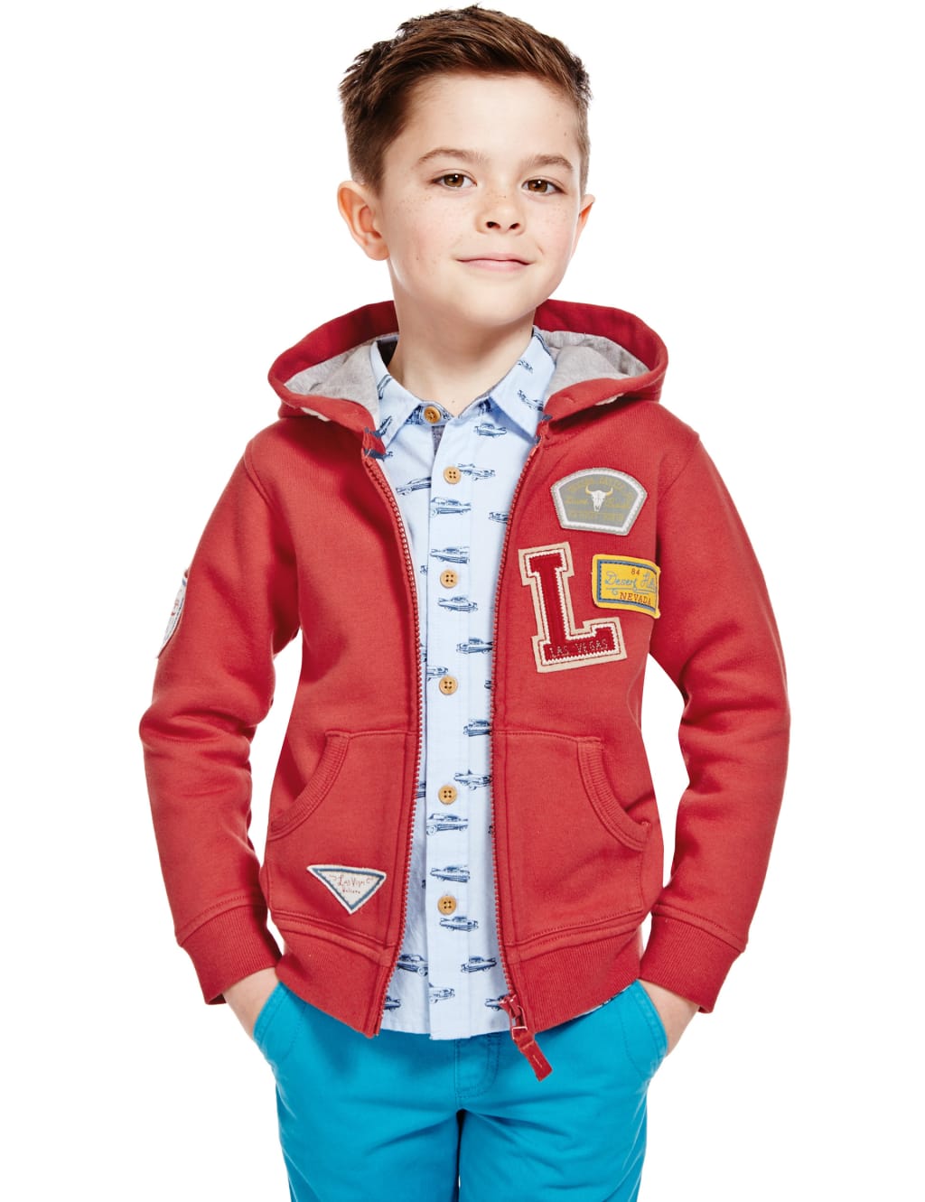 Cotton Rich Badge Hooded Top (1-7 Years) 1 of 3