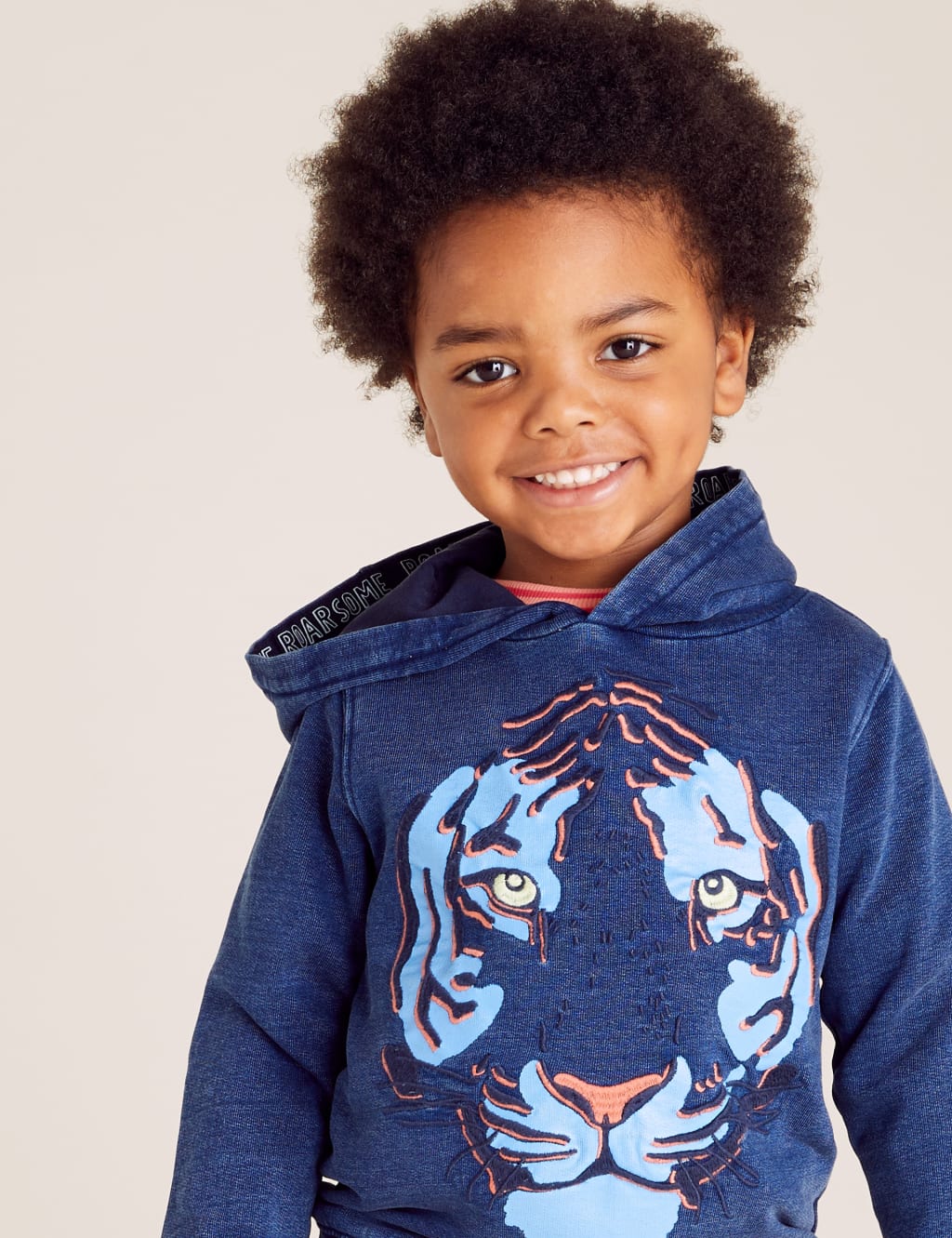 Pure Cotton Tiger Embroidered Hoodie 2 7 Yrs M S