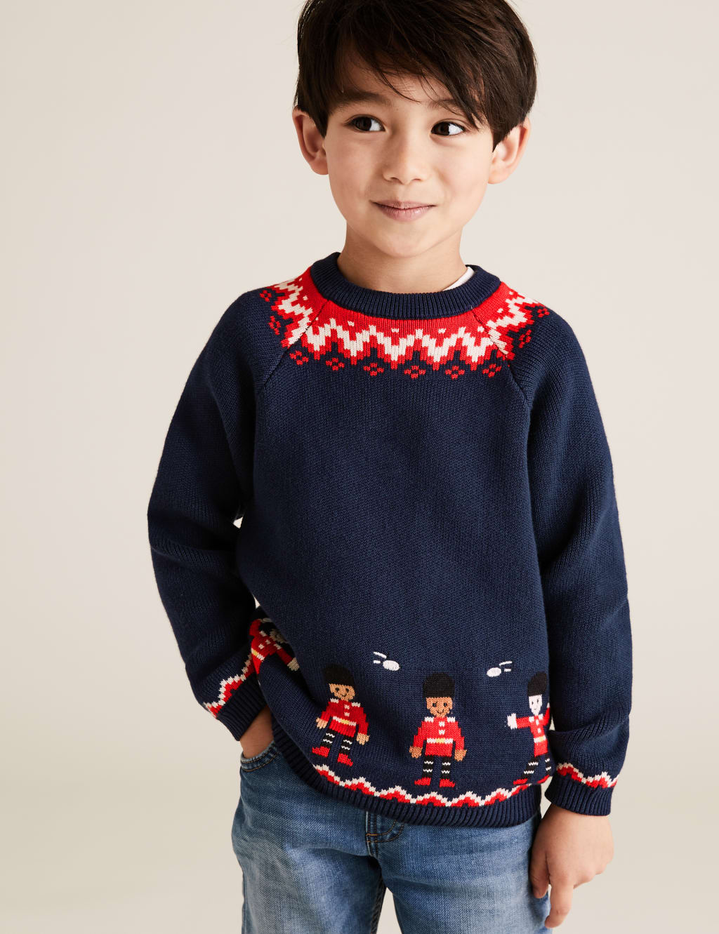 Pure Cotton Soldier Knitted Jumper (2-7 Yrs) 1 of 5
