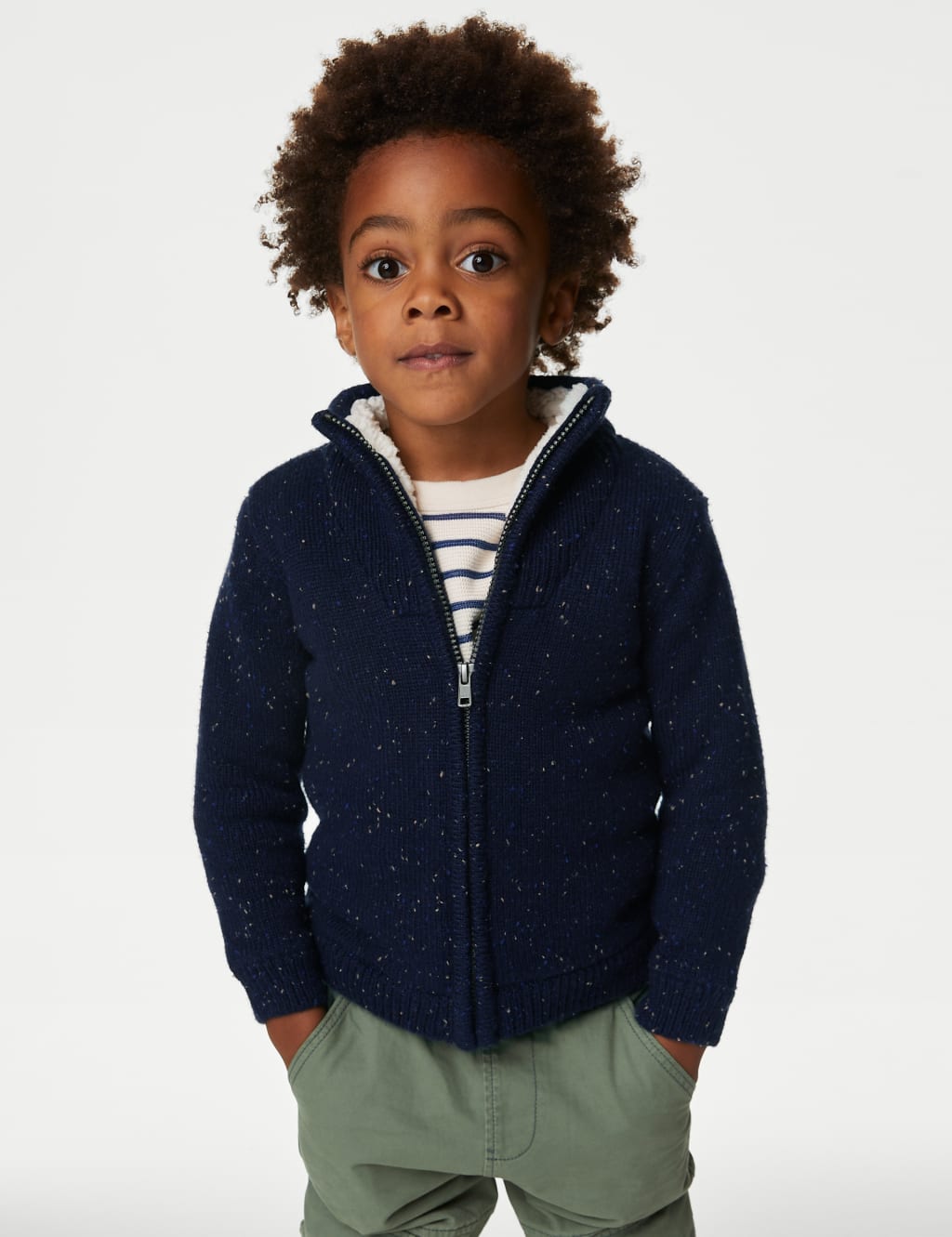 Knitted Borg Lined Zip Through Jumper (2-8 Yrs) 1 of 7