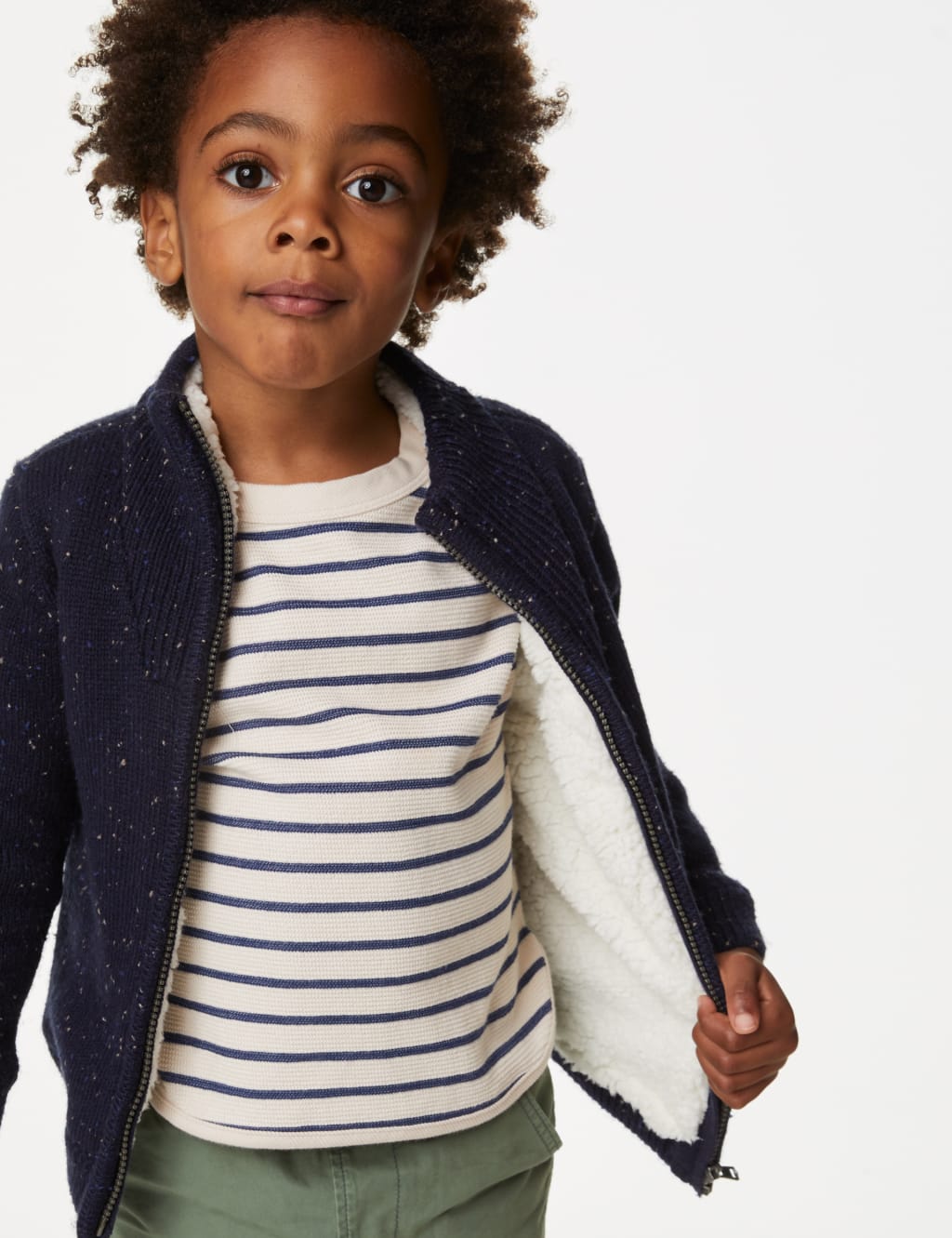 Knitted Borg Lined Zip Through Jumper (2-8 Yrs) 5 of 7