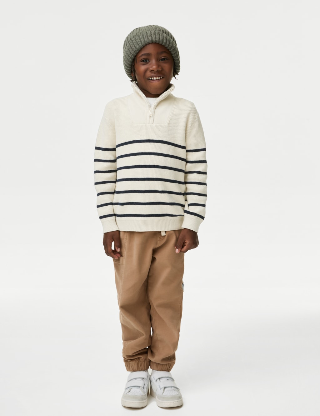 Pure Cotton Striped Half Zip Jumper 2 16 Yrs M S Collection M S
