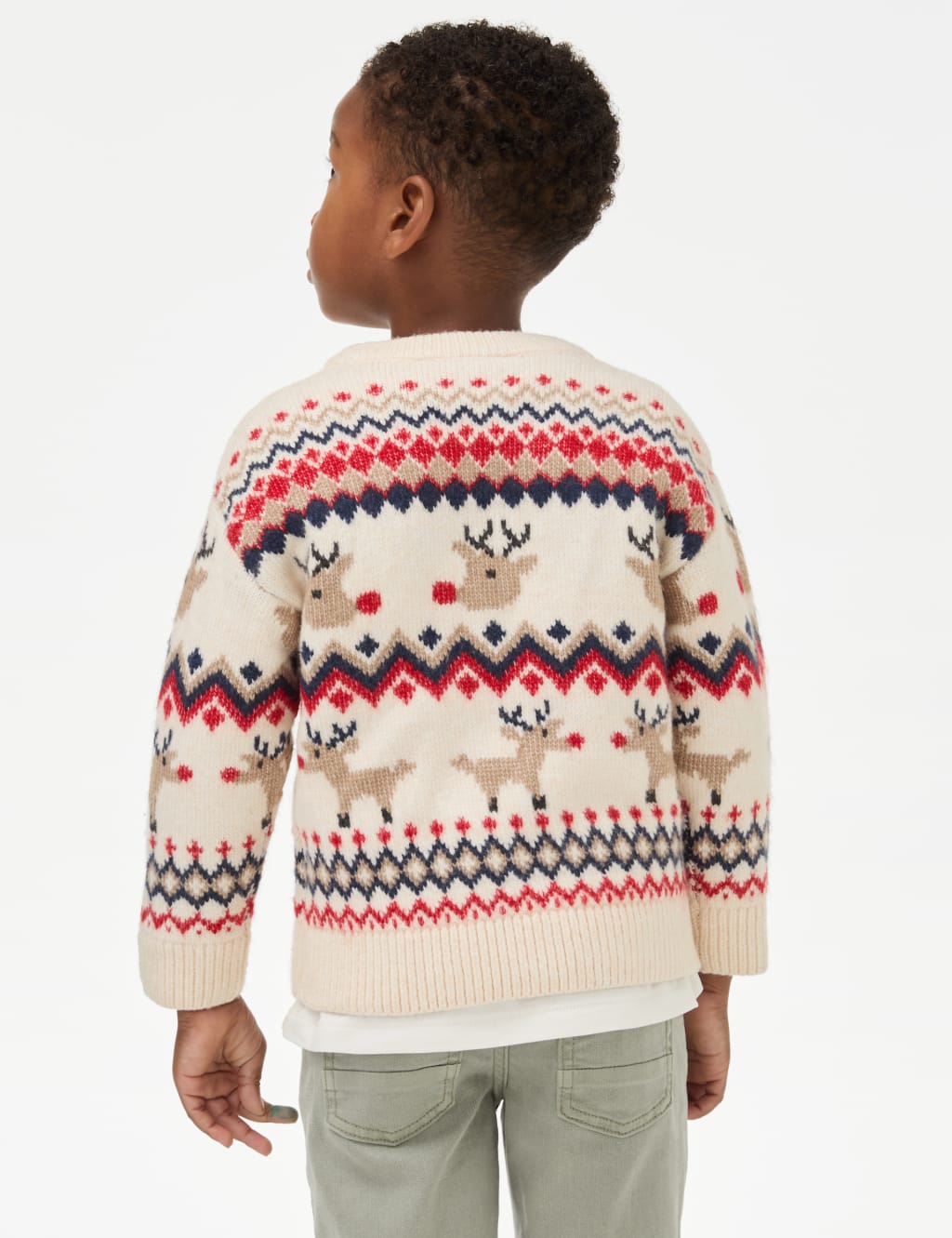 Festive Reindeer Fair Isle Knitted Jumper 2 8 Yrs M S Collection M S