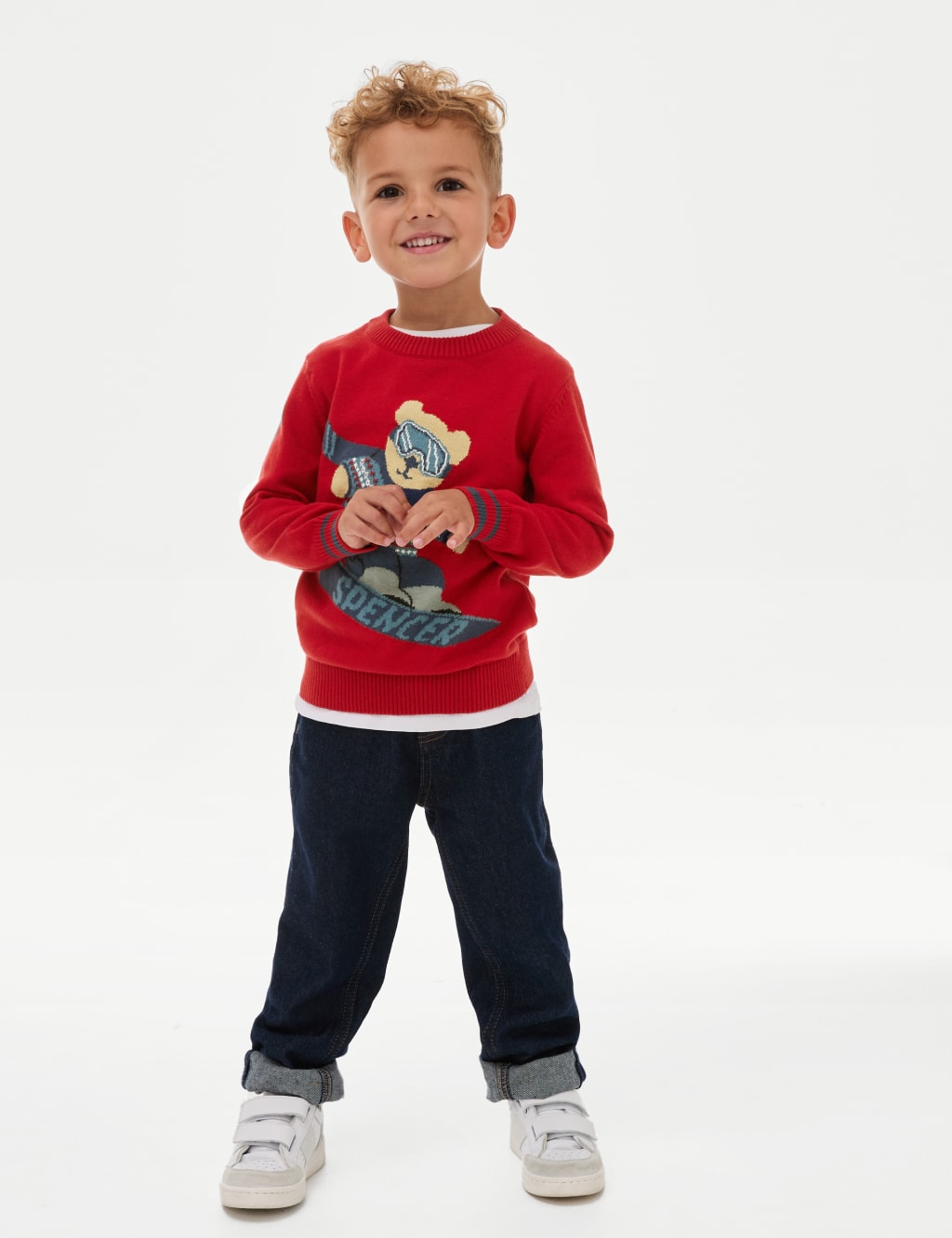 Pure Cotton Spencer Bear Knitted Jumper 2 8 Yrs
