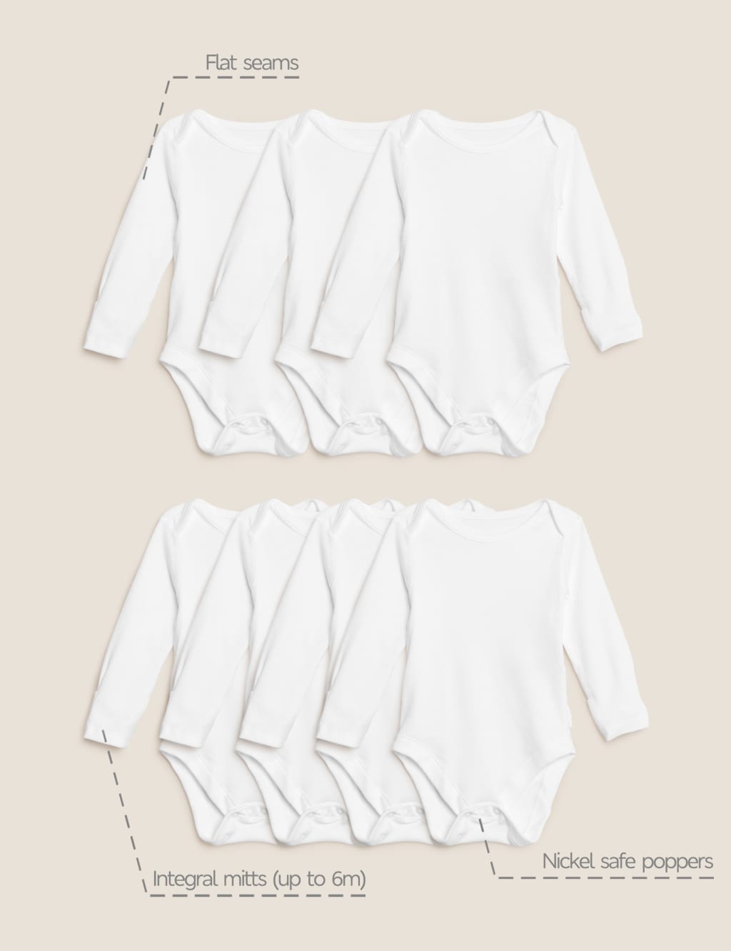 Baby vests with integral scratch mitts top